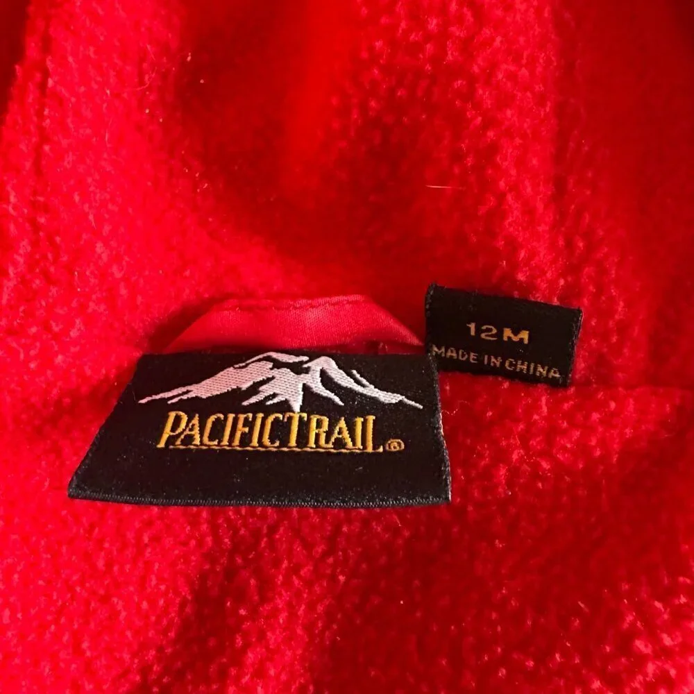 pacific trail jacket boys size 12M fleece lined hooded red black